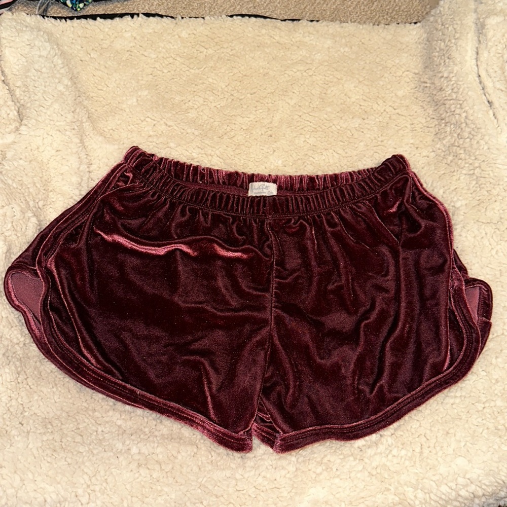 Brandy Melville Burgundy Velour Shorts